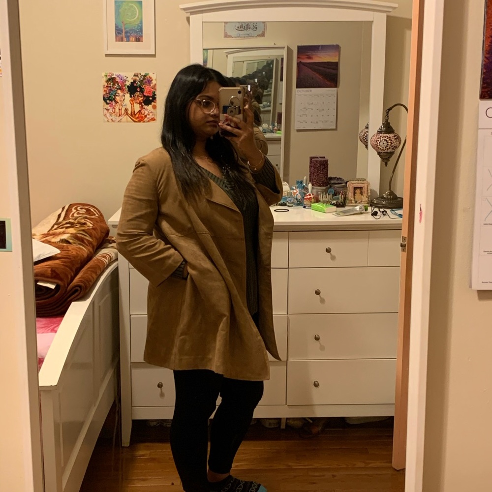Brown suede cascading jacket